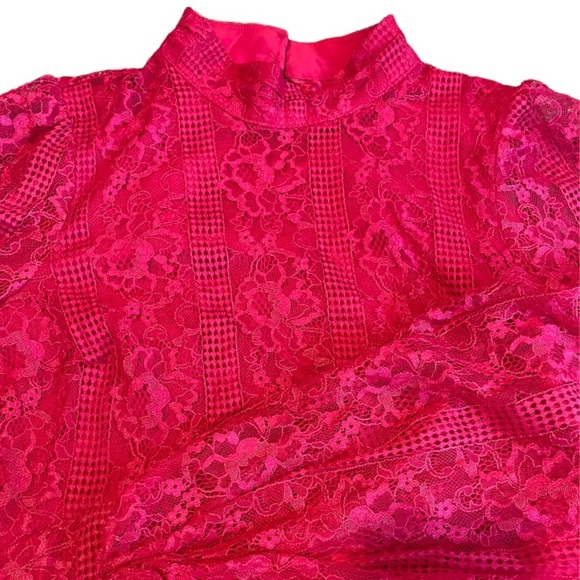 NWT! Anthropologie Maeve Dress Raspberry Open-Back Lace Size 4 - Picture 10 of 12